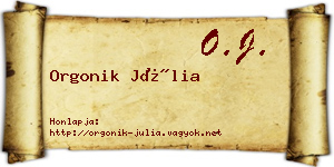 Orgonik Júlia névjegykártya